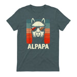 Bester Papa Alpapa Alpaka Frischgebackener Papa Vatertag T-Shirt in Dark Heather - back view
