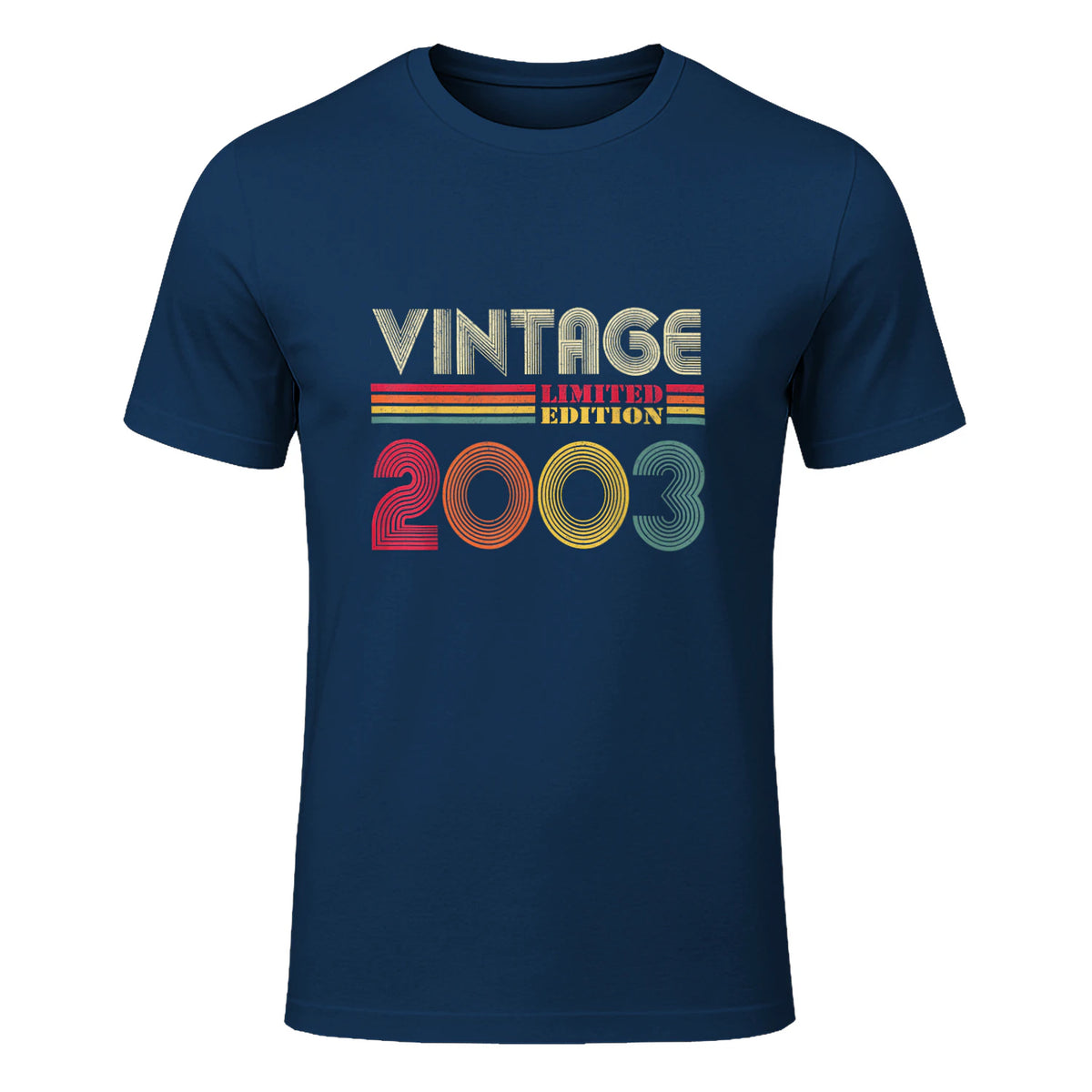 Vintage Twenty-First Birthday Gift T-Shirt in Navy - front view