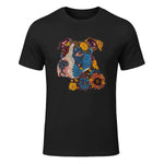Pitbull Floral Dog Lover Vintage Flower Art Pitbull Mom Dad T-Shirt in Black - front view