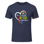 I'm A Proud Grandma Love Heart Autism Awareness Puzzle in Heather Navy - front view