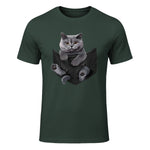 Cat Lovers British Shorthair In Pocket Fun Kitten in Forest Green - front view