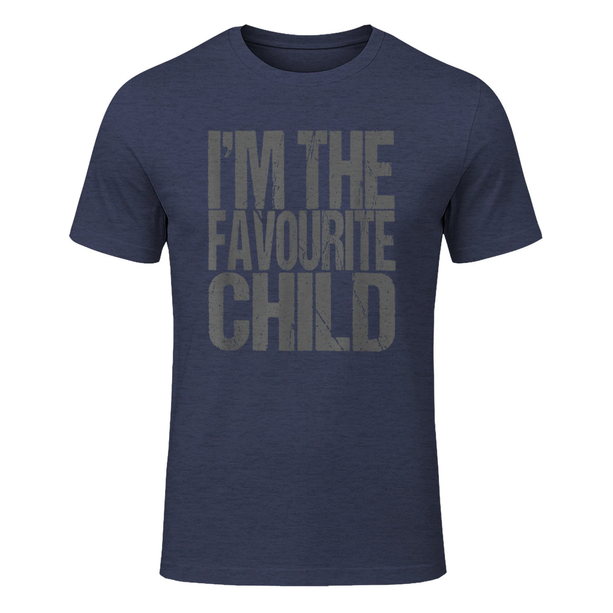 Funny I'm The Favourite Child Siblings in Heather Navy - front view