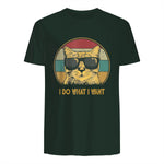 Retro I do What I Want cat Funny cat Lover T-Shirt Small in Forest Green - back view