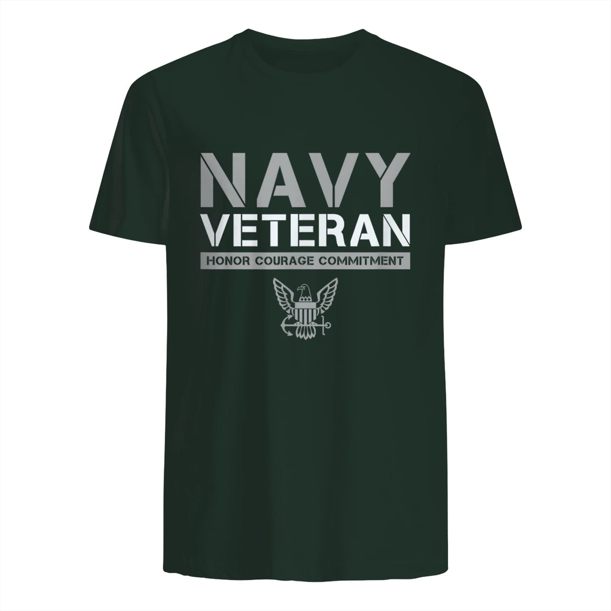US Navy - Veteran Honor Courage Commitment T-Shirt in Forest Green - back view