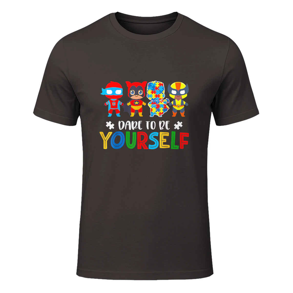 Dare to Be Yourself Autism Awareness Superheroes in Dark Chocolate - front view