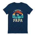 Fête des Pères Meilleur Père Humour Retro Super Papa Parfait in Navy - back view