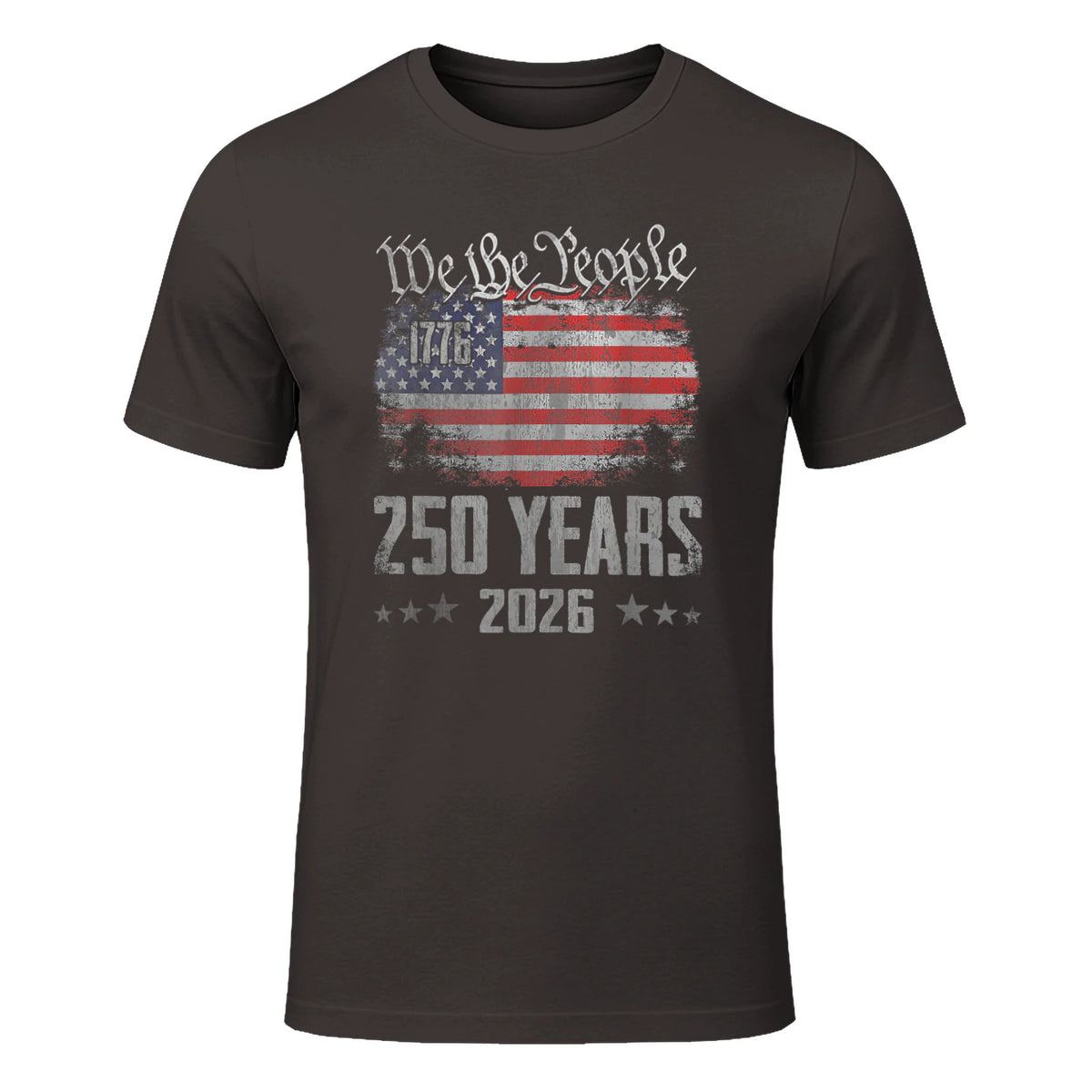 Vintage Anniversary Fourth of July Birthday T-Shirt in Dark Chocolate - front view