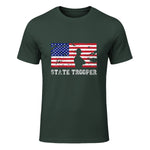 State Trooper USA Flag T-Shirt Gift T-Shirt in Forest Green - front view