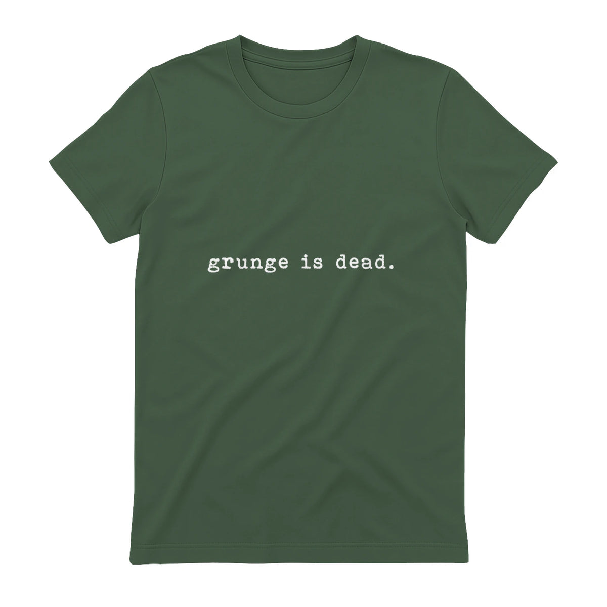 Chemises de soirée rock des années 90 Grunge Is Dead Novelty Saying Funny in Military Green - back view