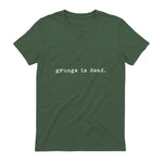 Chemises de soirée rock des années 90 Grunge Is Dead Novelty Saying Funny in Military Green - back view