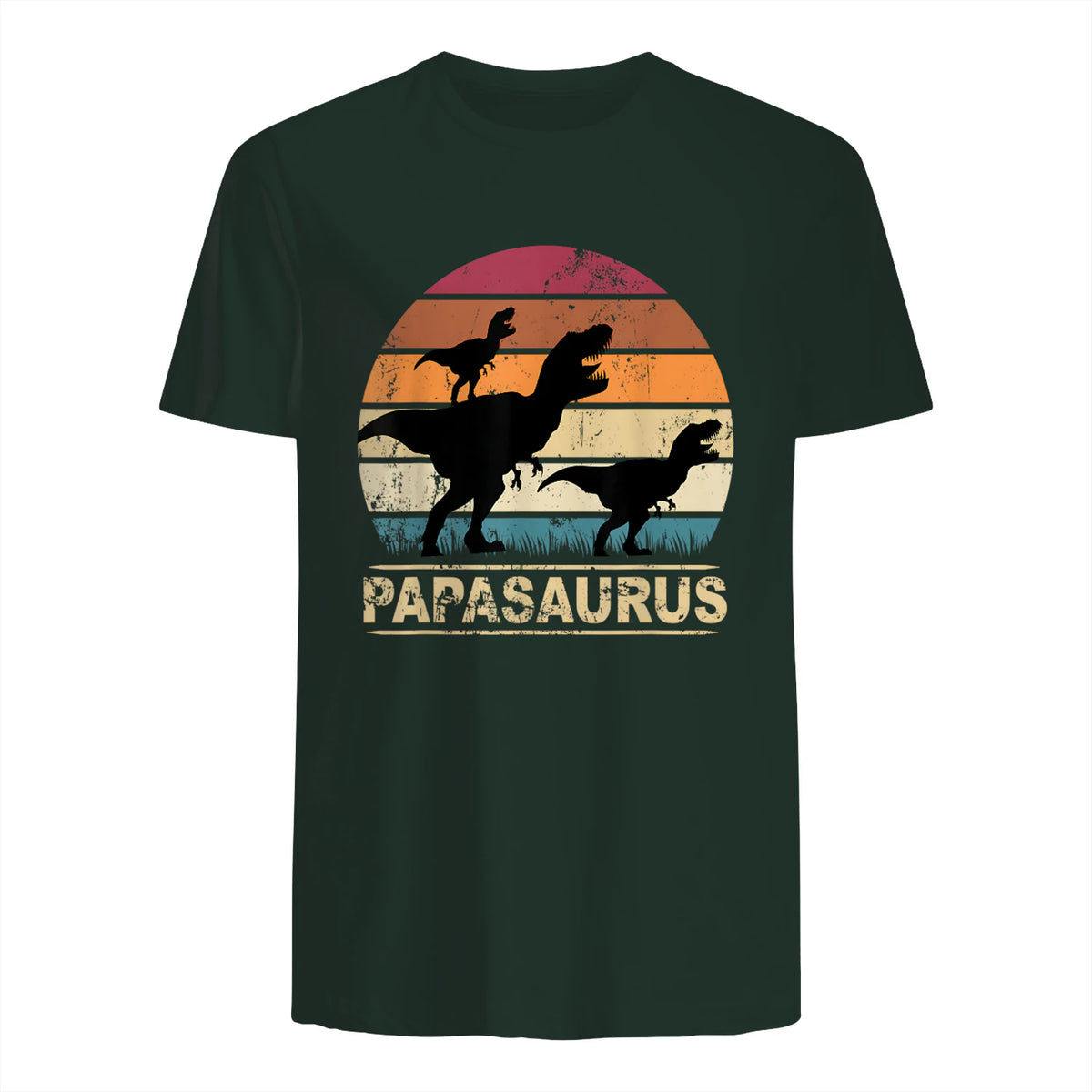 Papasaurus Dinosaurier Papa Tyrannosaurus Dino Doppelpack in Forest Green - back view