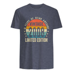 Vintage Eighteenth Birthday T-Shirt in Heather Navy - back view