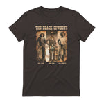 Black Cowboy Western Rodeo Melanin Black History Texas Men T-Shirt in Dark Chocolate - back view