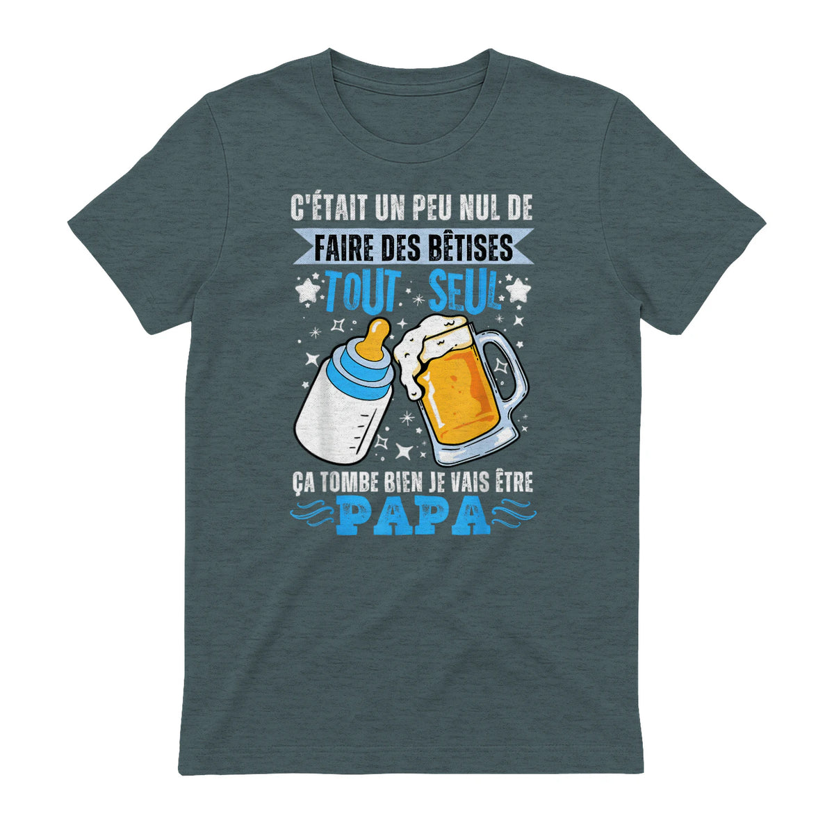 bientôt papa 2026 Annonce Futur Papa Humour Nouveau Papa tee in Dark Heather - back view