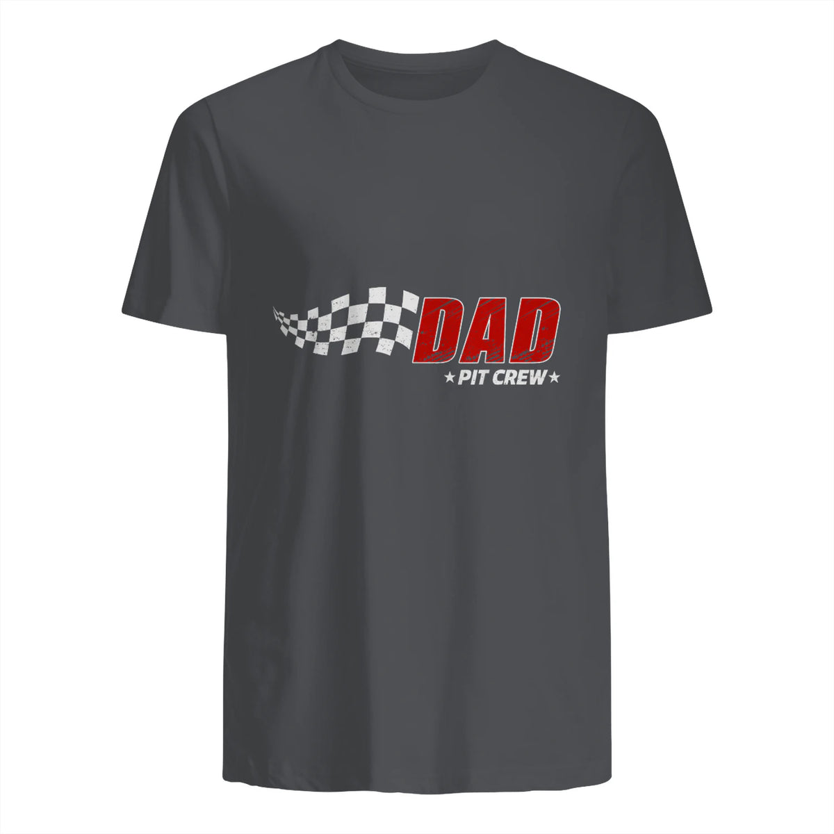 Dad Pit Crew Race Car T-Shirt in Charcoal - back view