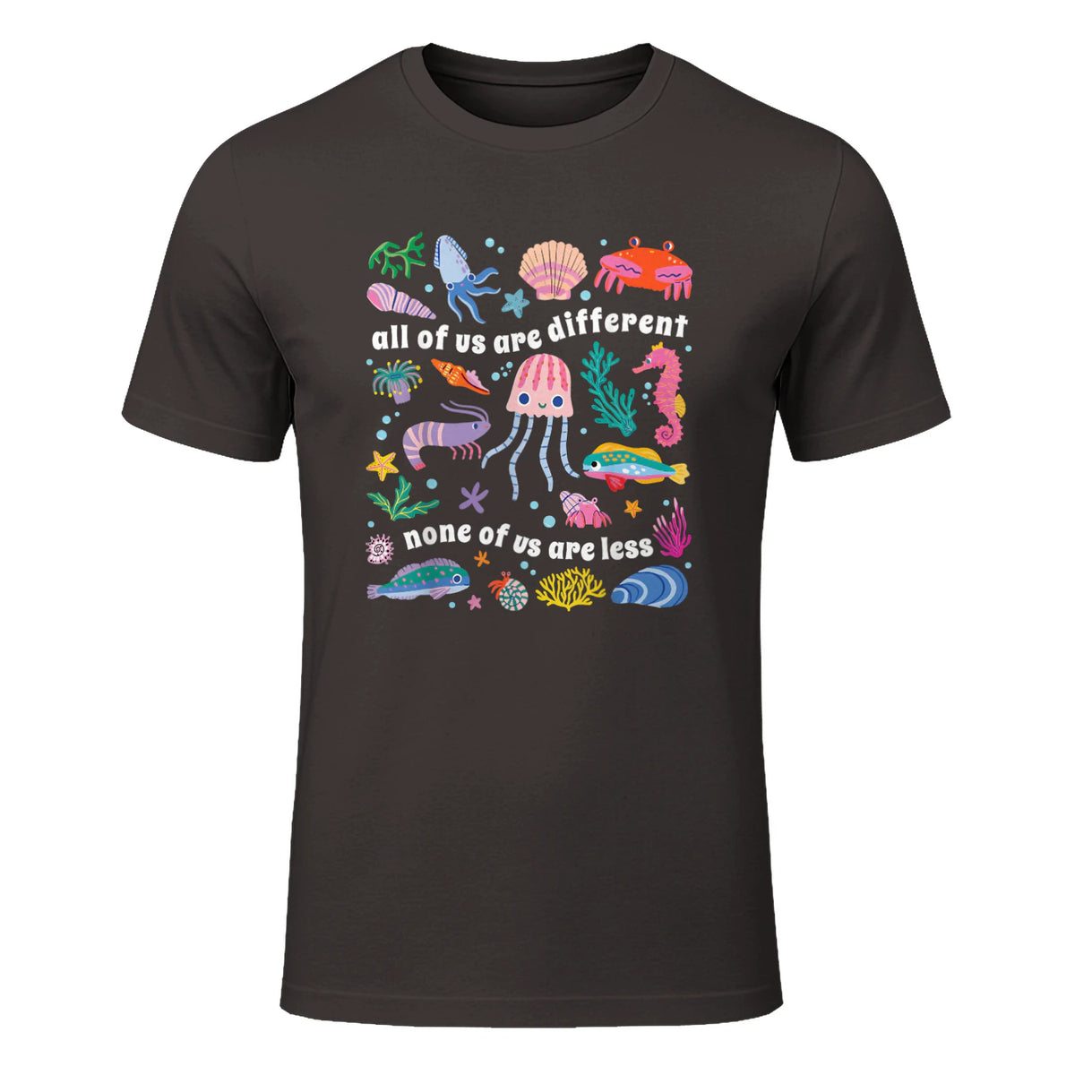 All of Us are Different None of Us are Less Autism Awareness in Dark Chocolate - front view