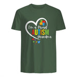 I'm A Proud Grandma Love Heart Autism Awareness Puzzle in Military Green - back view