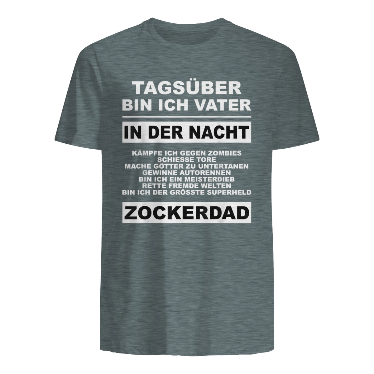 Zockerdad PC Spiele Gaming Zocken Konsole T-Shirt in Dark Heather - back view