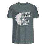 Funny Dad Shirt Measure Cut Swear Handyman Father Day Tshirt in Dark Heather - back view