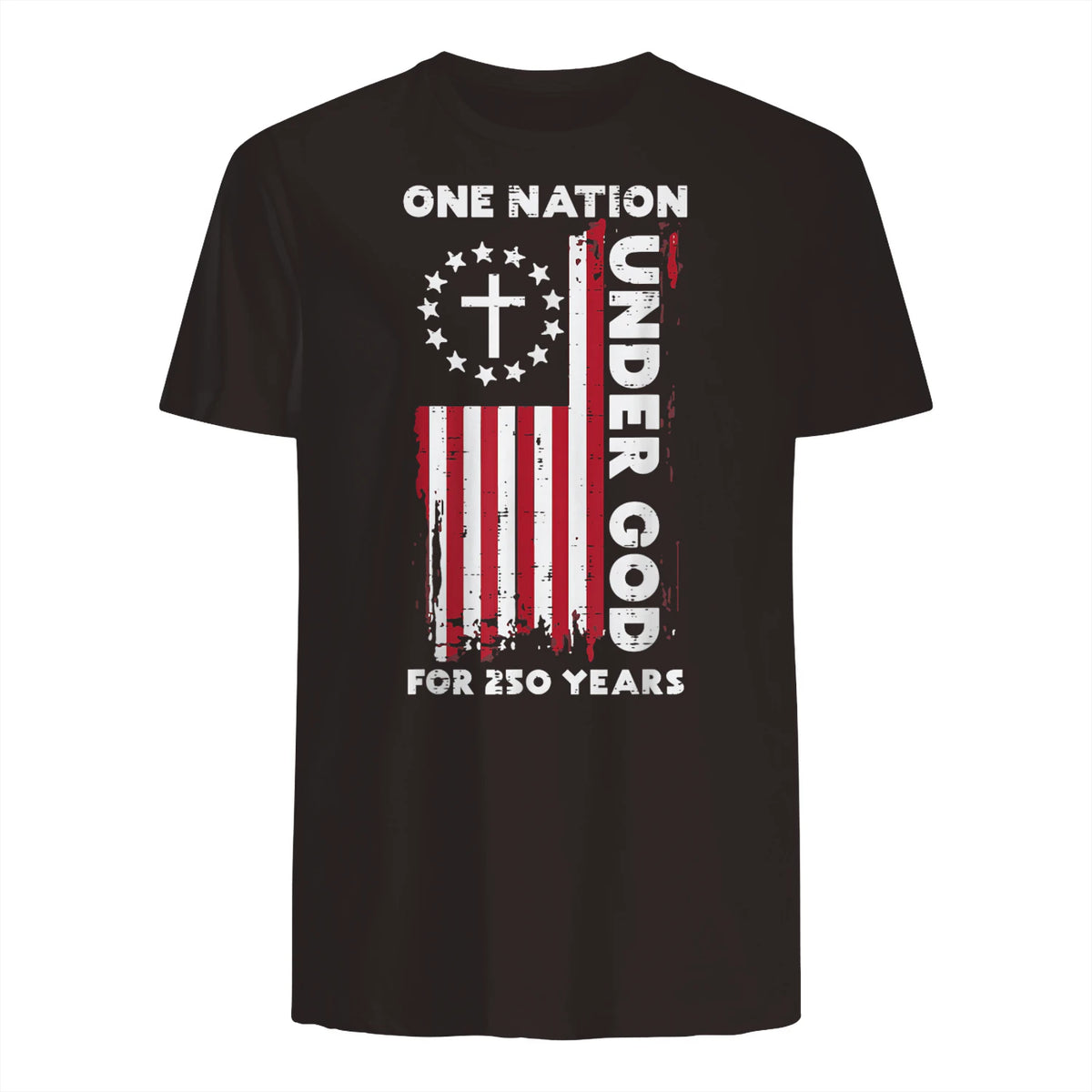 Christian American Flag Anniversary T-Shirt in Dark Chocolate - back view