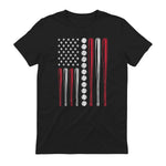 Patriotic Baseball Fourth of July USA Flag T-Shirt in Black - back view