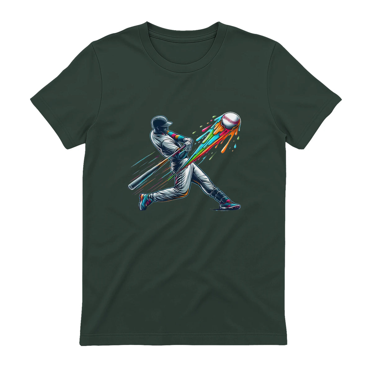 Baseball Player Drip T-Shirt in Forest Green - back view