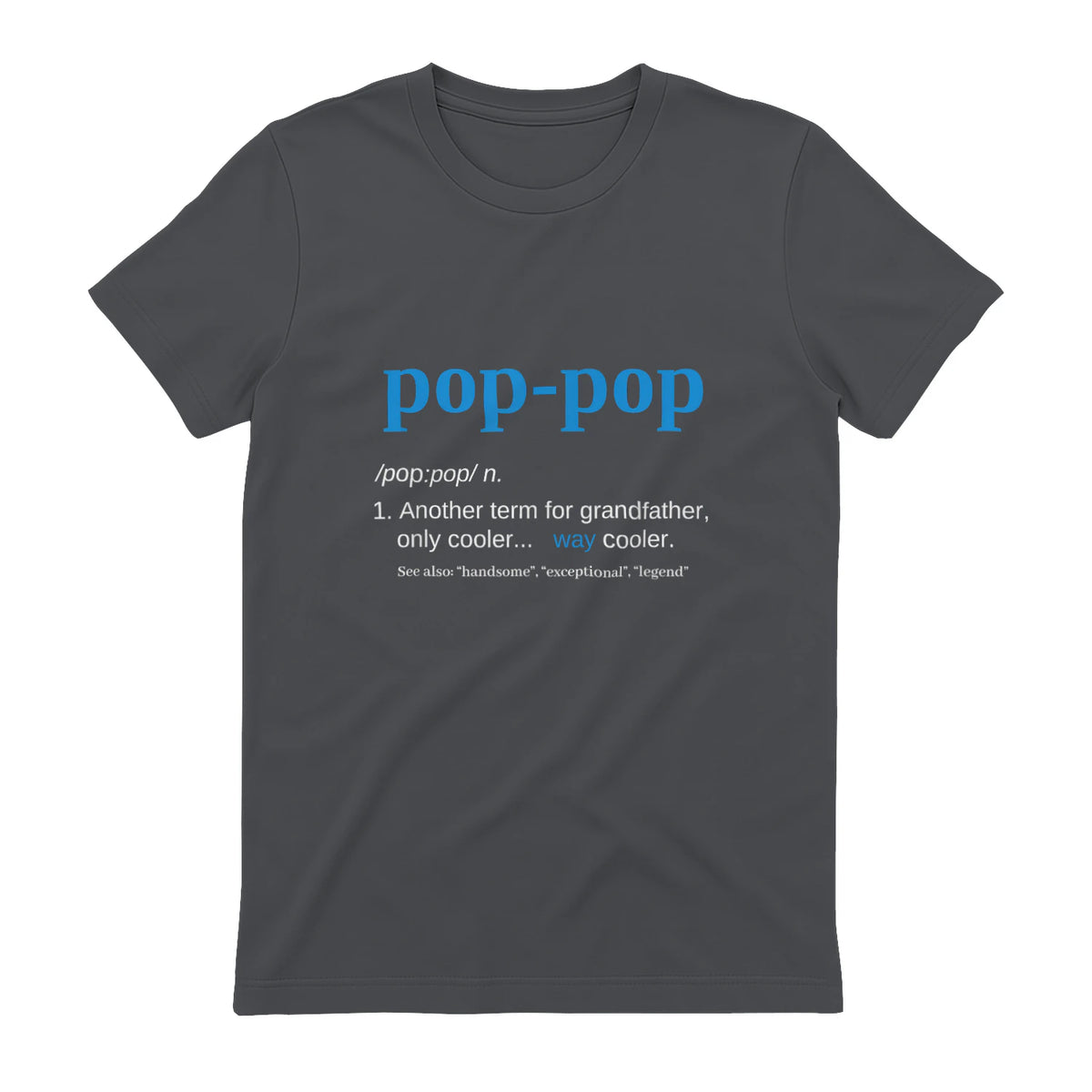 Pop Pop Gifts Grandpa Fathers Day in Charcoal - back view