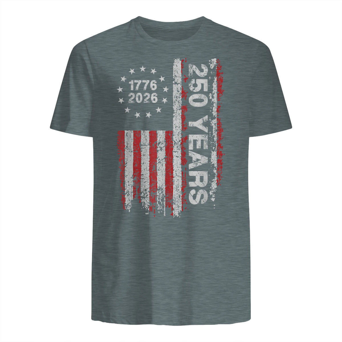 American Independence Freedom Anniversary T-Shirt in Dark Heather - back view