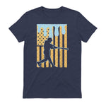 Baseball Drip Boys Dripping Ice Cream Baseball American Flag T-Shirt in Heather Navy - back view