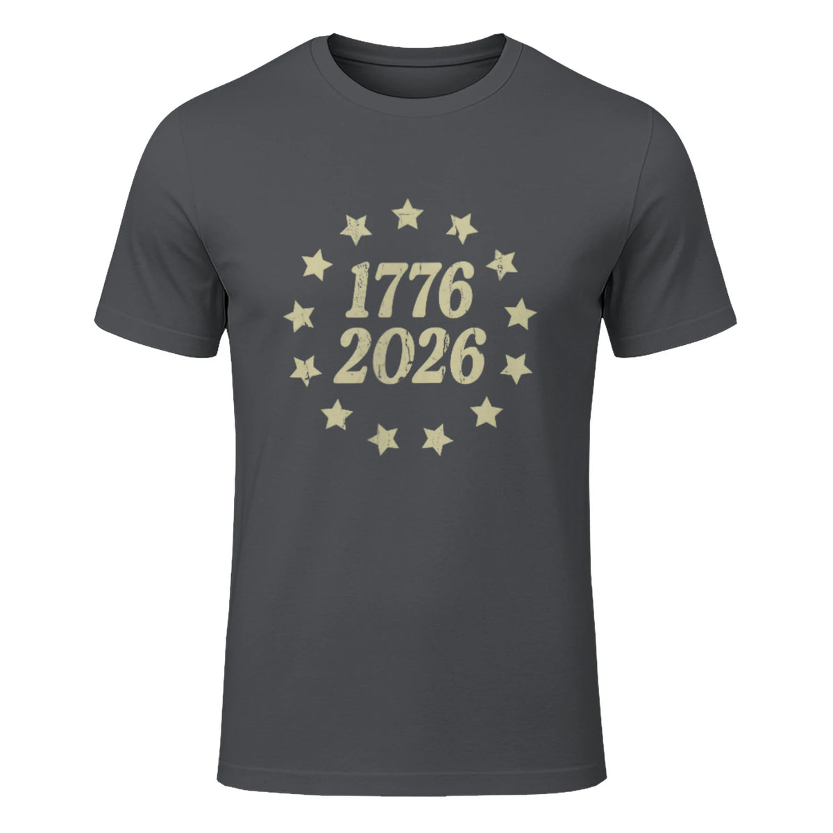 American Flag Front and Back Anniversary T-Shirt in Charcoal - front view