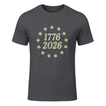 American Flag Front and Back Anniversary T-Shirt in Charcoal - front view