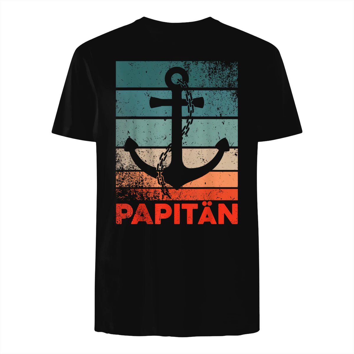 Papitän Papa und Kapitän Lustiges Retro Anker Vatertag in Black - back view