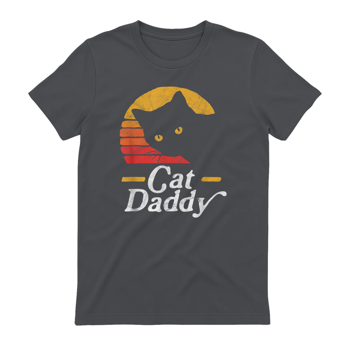Cat Daddy Vintage Eighties Style Cat Retro Distressed in Charcoal - back view