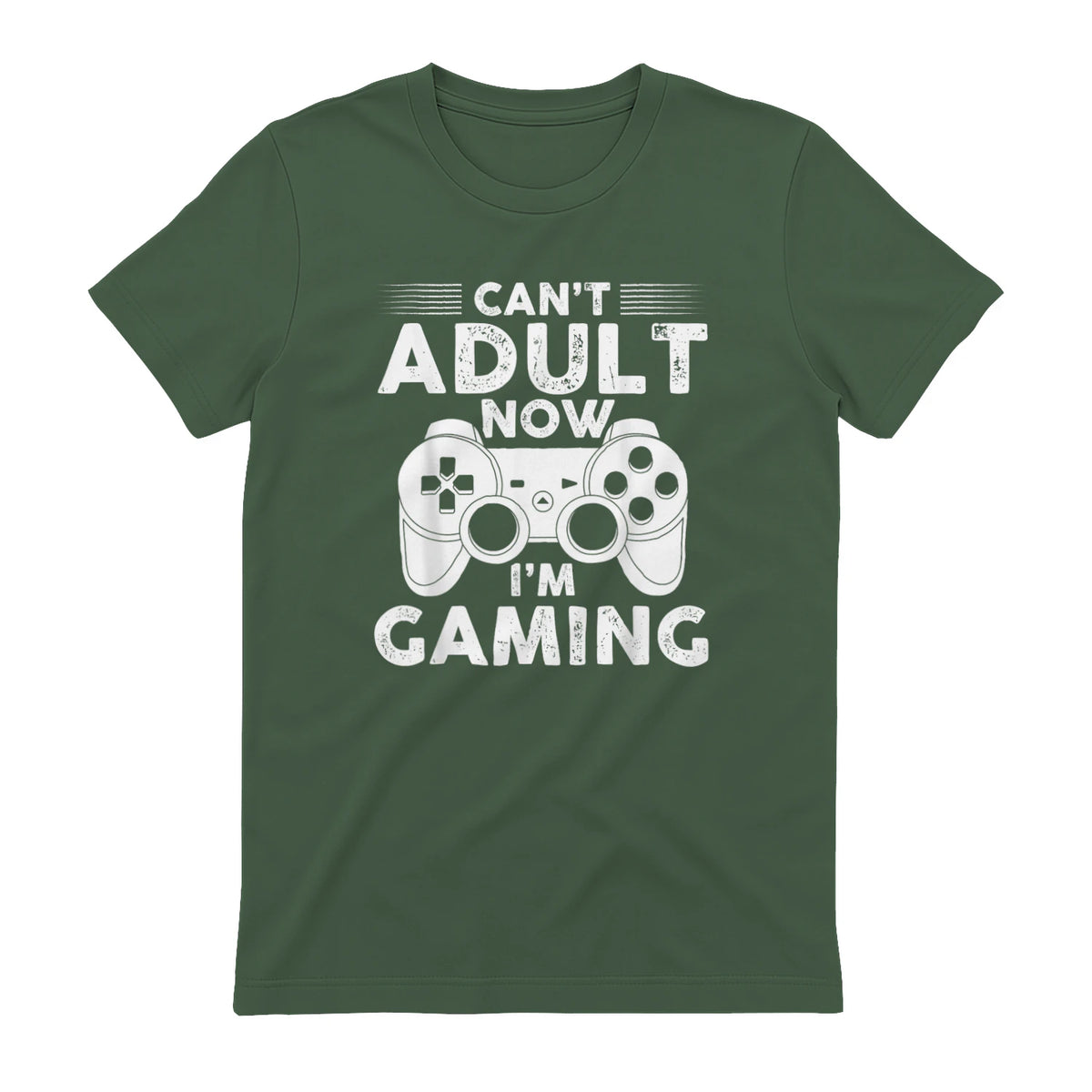 I Can't Adult Now I'm Gaming Gamer Console T-Shirt in Military Green - back view