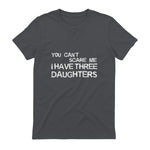 You Can't Scare Me I Have Three Daughters Shirt Fathers Day in Charcoal - back view