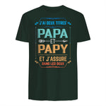 Deux Papa J'Ai et Papy Titres Grand Père in Forest Green - back view
