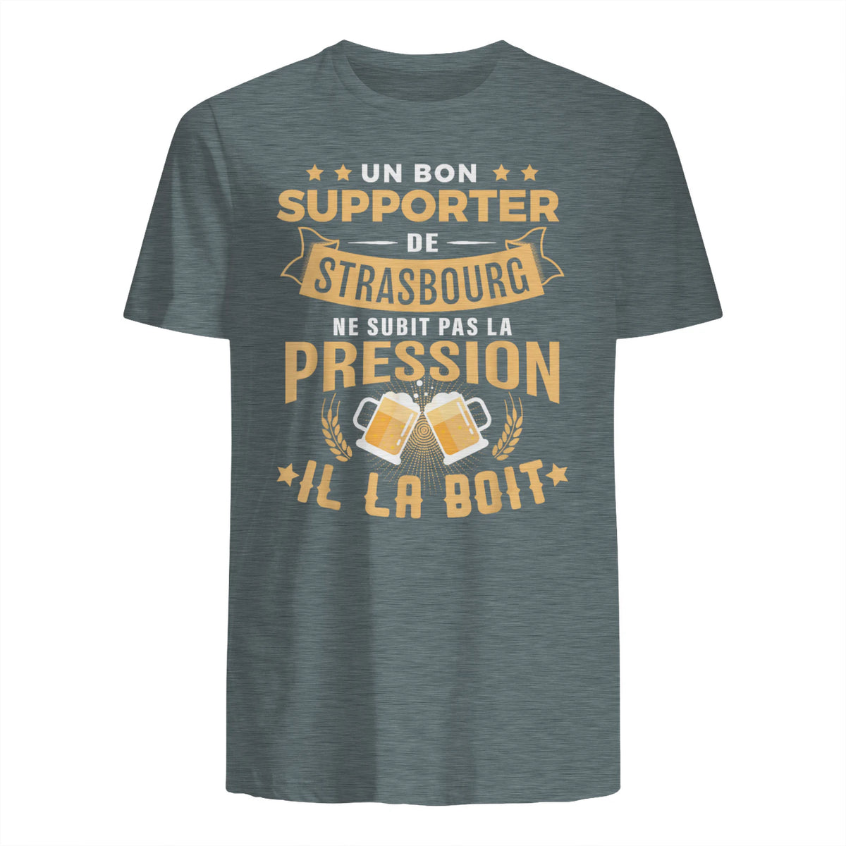 Bon Supporter Strasbourg boit la pression humour Strasbourg in Dark Heather - back view