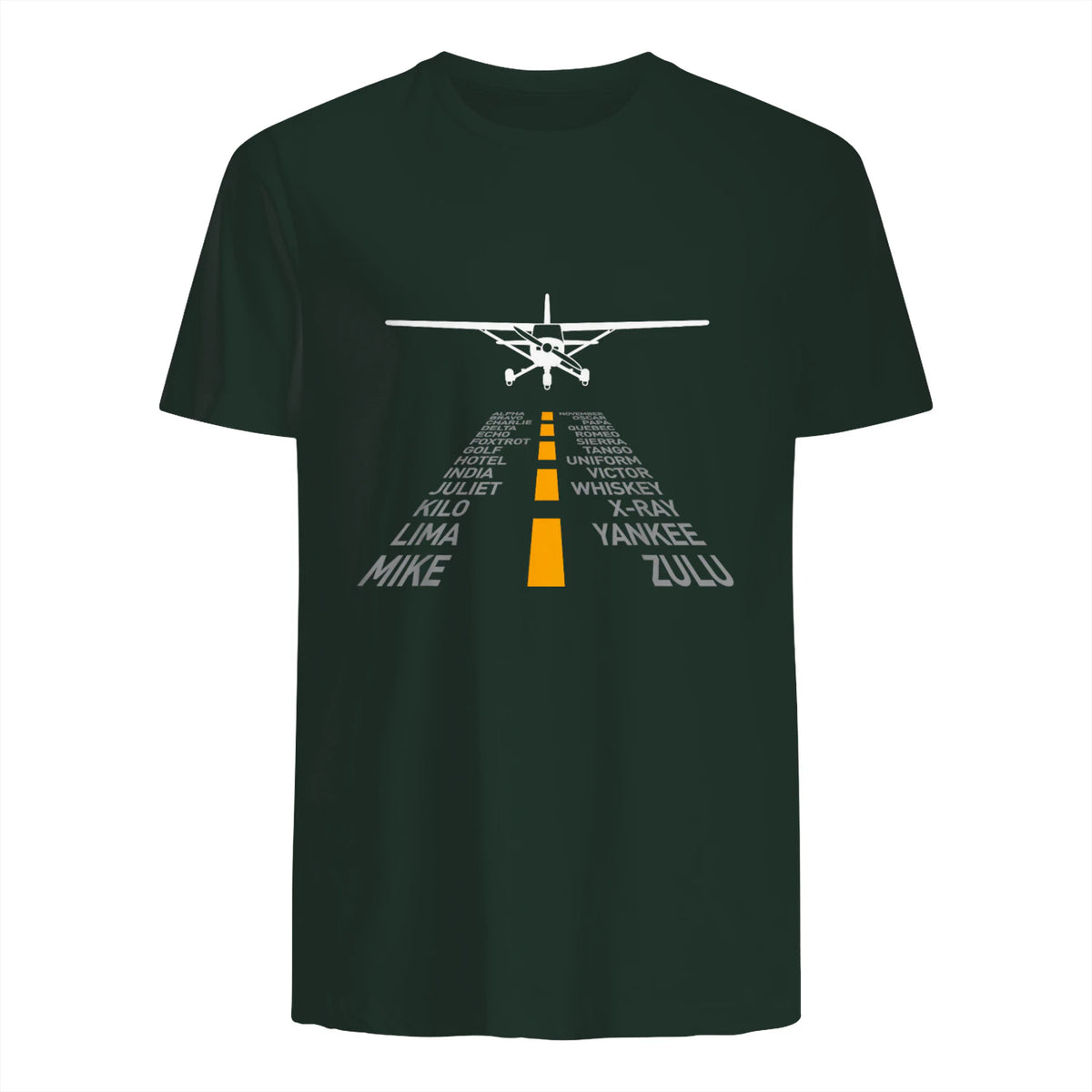 Avion RC Pilot Aéroport Piste Phonetic Alphabet Petit Avion in Forest Green - back view