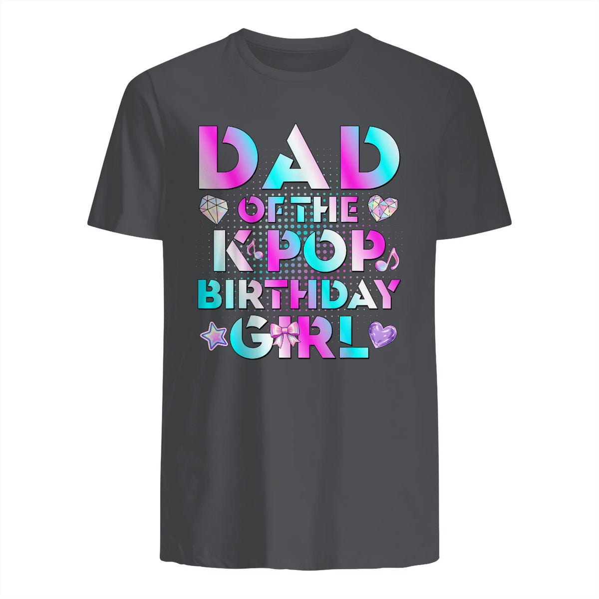 K-Pop Girl Dad T-Shirt in Charcoal - back view