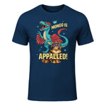 Retro Mongo is Appalled Princess Cat Riding Dinosaur Womens T-Shirt in Navy - front view
