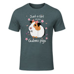 Just a Girl Who Loves Guinea Pigs - Cute Pets Lover Gift in Dark Heather - front view