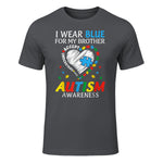 I Wear Blue For My Brother Autism Awareness in Charcoal - front view