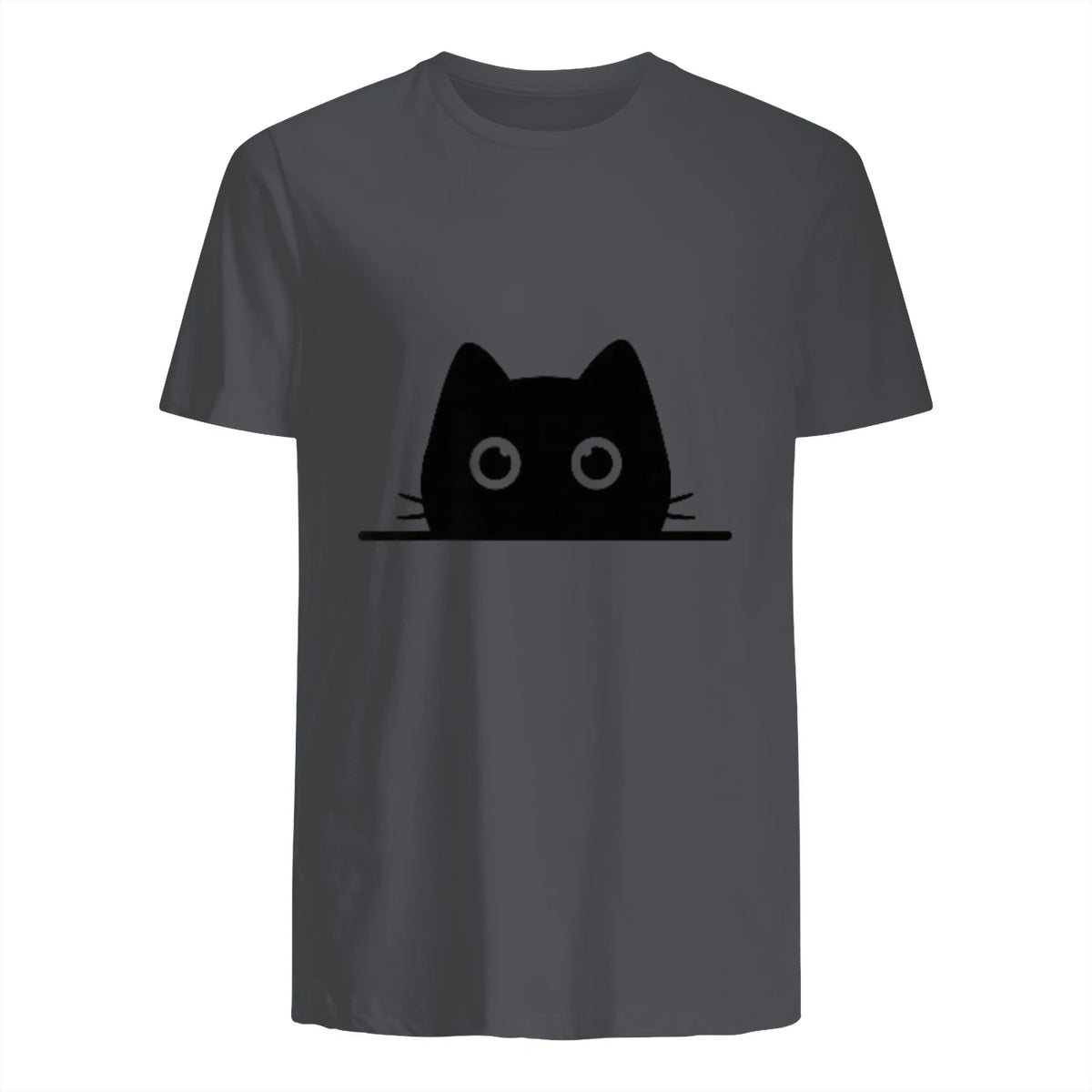 Chemise avec motif de chat dans une poche pour enfants, femmes, hommes, amoureux des chats in Charcoal - back view
