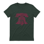 Philadelphia Street Map Liberty Bell Vintage Maroon Philly T-Shirt in Forest Green - back view