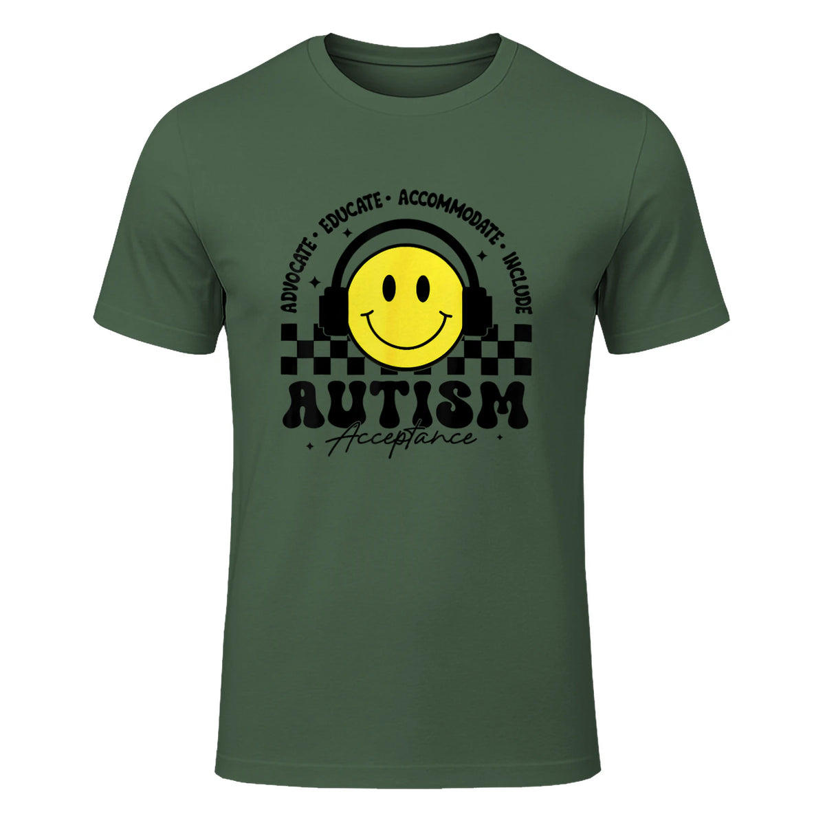 Autism Awareness Acceptance Special Education Teacher Kids in Military Green - front view