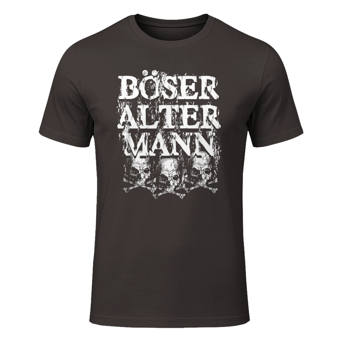Opa & Großvater Männer Geschenke Vintage Totenkopf Schwarz, S Herren, Halbarm, in Dark Chocolate - front view