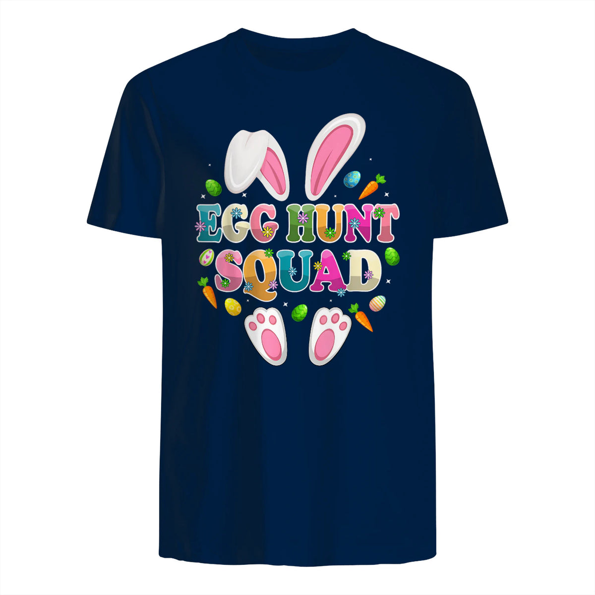 Egg Hunt Squad Bunny Happy Easter Day in Navy - back view