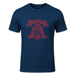Philadelphia Street Map Liberty Bell Vintage Maroon Philly T-Shirt in Navy - front view