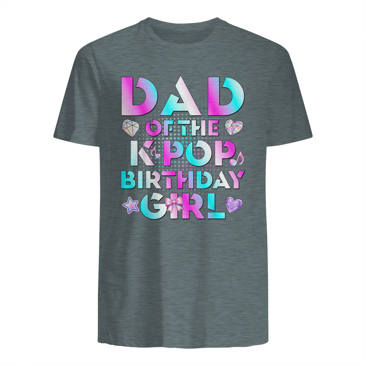 K-Pop Girl Dad T-Shirt in Dark Heather - back view