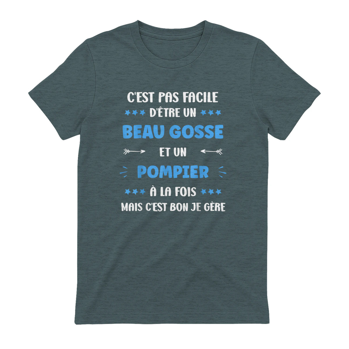 Départ Métier Super Pompier Humour Beau Gosse Pompier in Dark Heather - back view